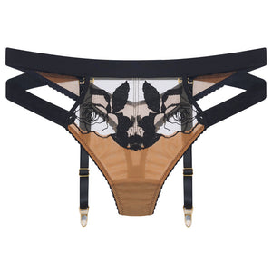 Bebe - Thong with Suspenders - Caramel