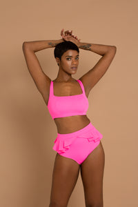 Antigua - Peplum High Waist - Bikini - Pink