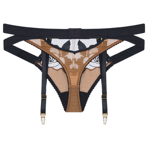 Bebe - Thong with Suspenders - Caramel