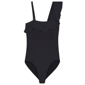 Santorini - Ruffled Swimsuit - Black