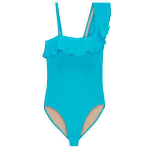 Santorini - Ruffled Swimsuit - Turquoise