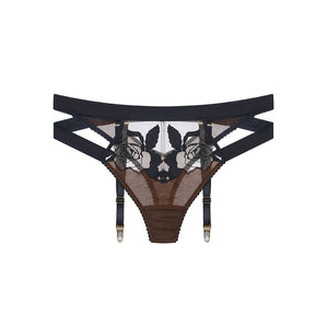 Bebe - Ouvert Thong with Suspender - Truffle